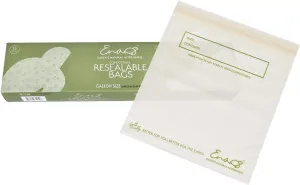 100% Compostable Food Storage Bags [Gallon 50 Pack] Eco-Friendly Freezer Bags, Resealable Bags, Heavy-Duty, Reusable, Off-White by Earth's Natural Alternative
