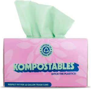 100% Home Compostable Kitchen Trash Bags, 13 Gallon 1.5 Mil Heavy Duty Unscented Corn Plastic Bags w/Handles, Tall, Biodegradable Garbage, Compost & Food Scrap Waste Can Liners, 35 Ct
