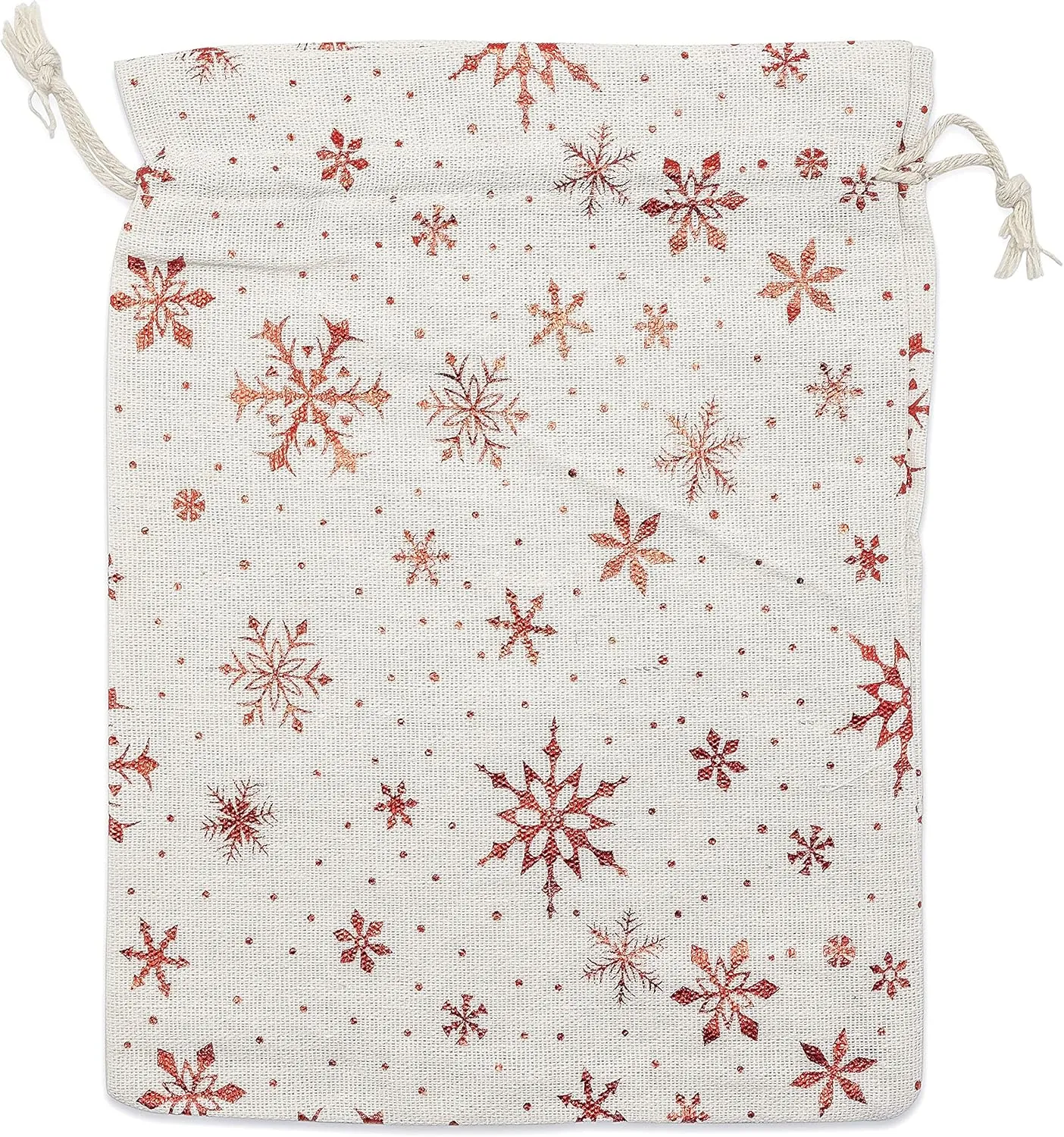 12-Pack 12x16 Reusable Cotton Canvas Muslin Gift Bags w. Drawstrings (Red Snowflakes, X-Large) - for Presents, Party Favors, Retail, Samples by TheDisplayGuys