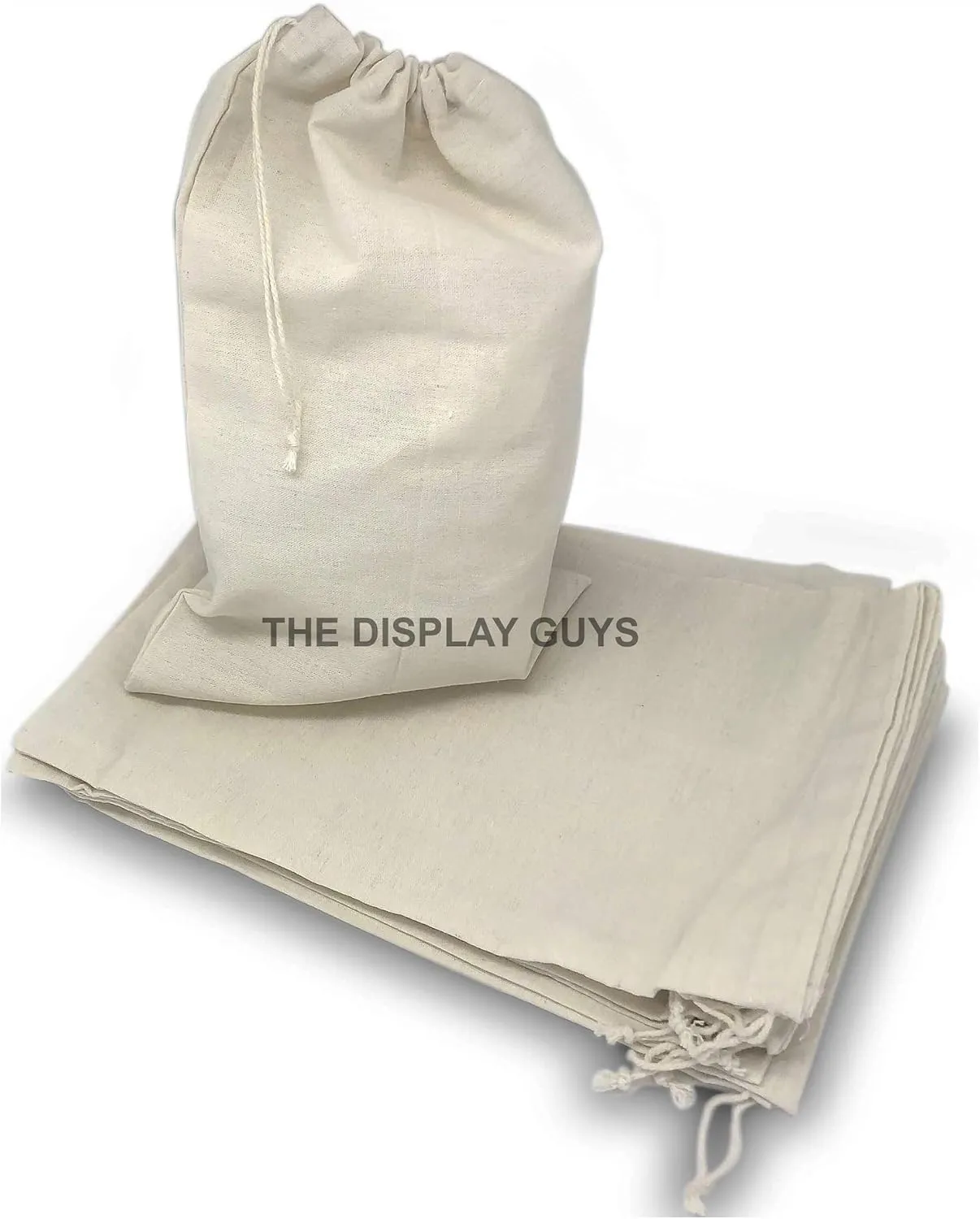 12 Pack 8"x12" Thick Cotton Muslin Party Favor Gift Bags with Drawstring Natural Color, Reusable & Washable