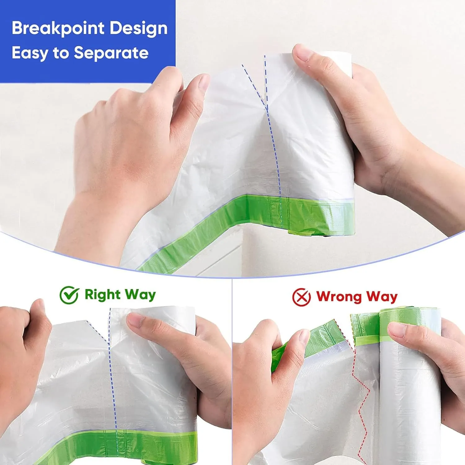 150 Count 4 Gallon Trash Bags - 1.1 Mil Thick Drawstring small trash Bags for Bathroom, Kitchen, Bedroom, Office Toilet Home (Green-Yellow, 150Counts)