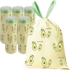 150 Count 4 Gallon Trash Bags - 1.1 Mil Thick Drawstring small trash Bags for Bathroom, Kitchen, Bedroom, Office Toilet Home (Green-Yellow, 150Counts)