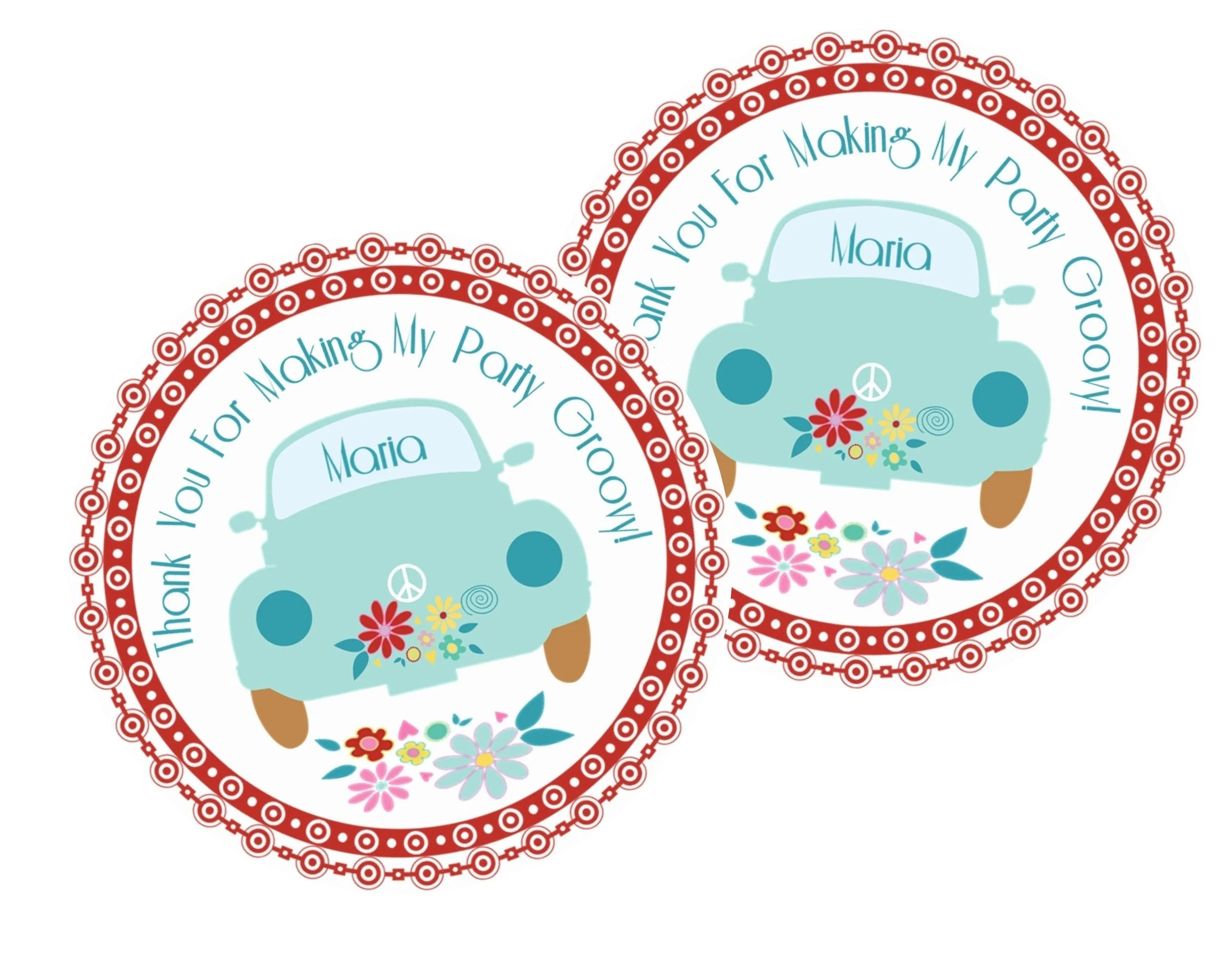 1970's Hippie Birthday Stickers