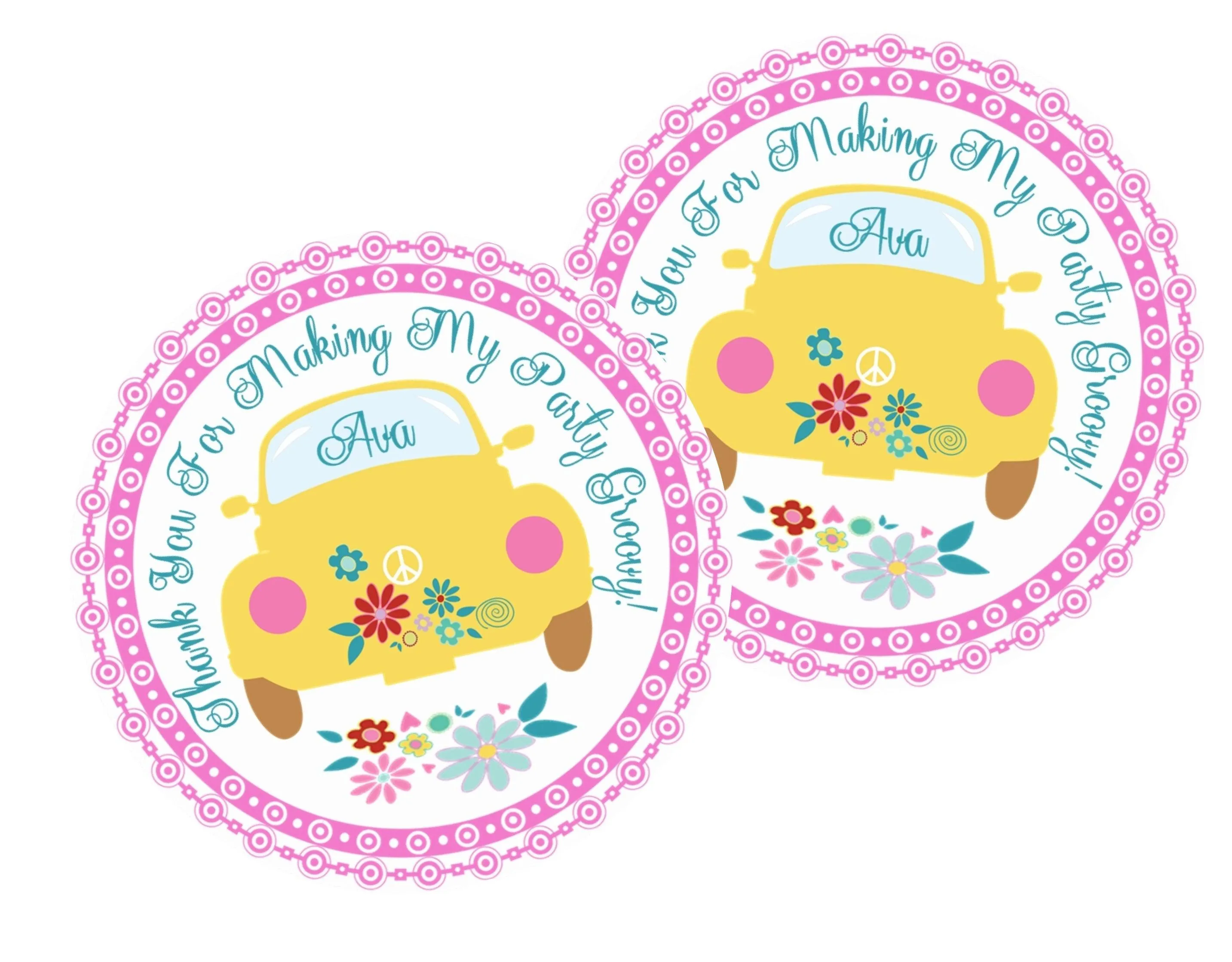1970's Hippie Birthday Stickers