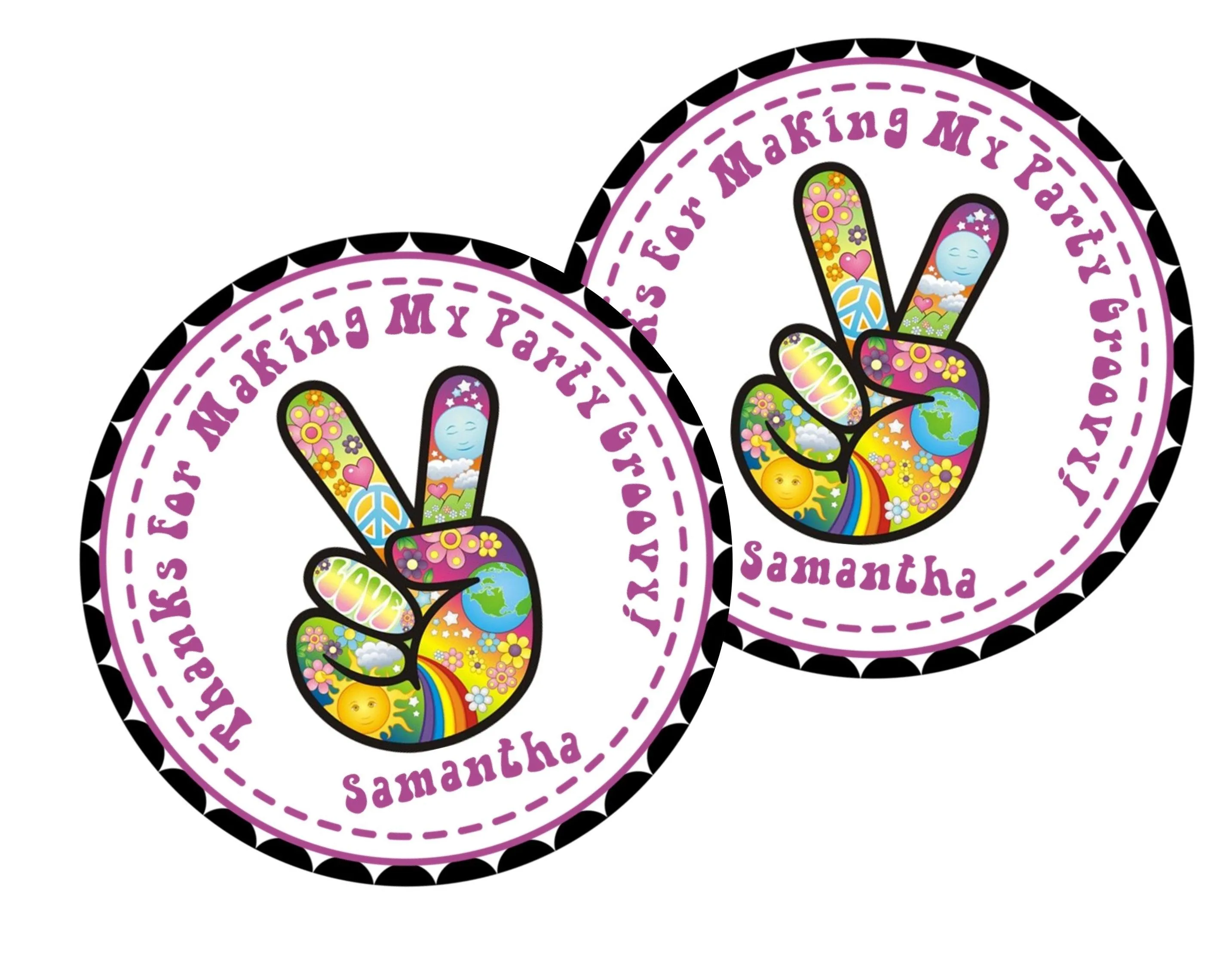 1970's Hippie Birthday Stickers