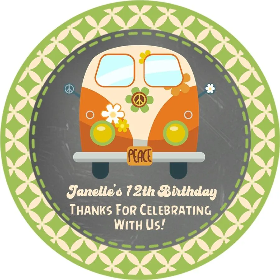 1970's Vintage Van Birthday Stickers