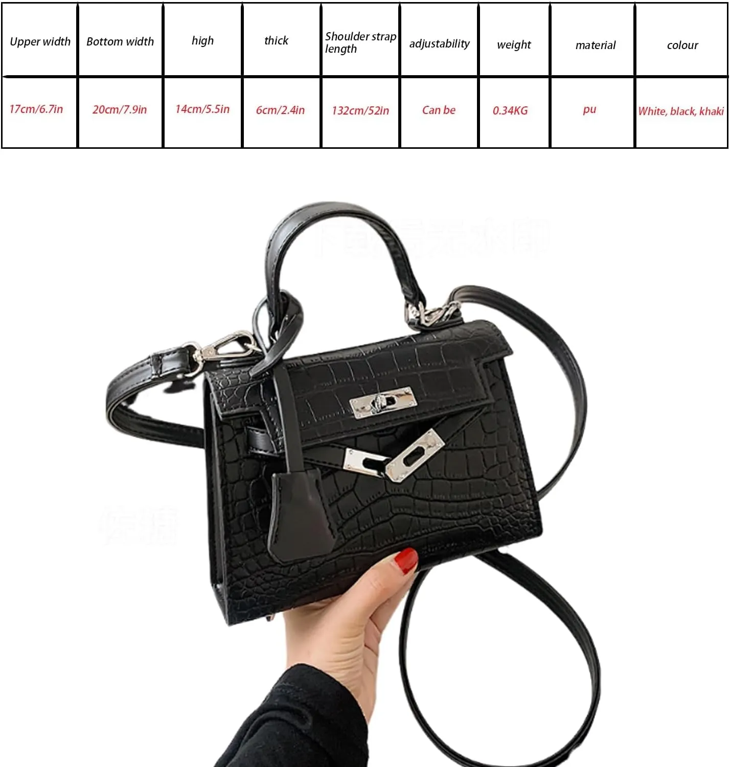 1pcs Cross Body Bag With Crocodile Pattern Portable Small Square Bag Leather Crossbody Bag Shoulder Bag Designer Handbags
