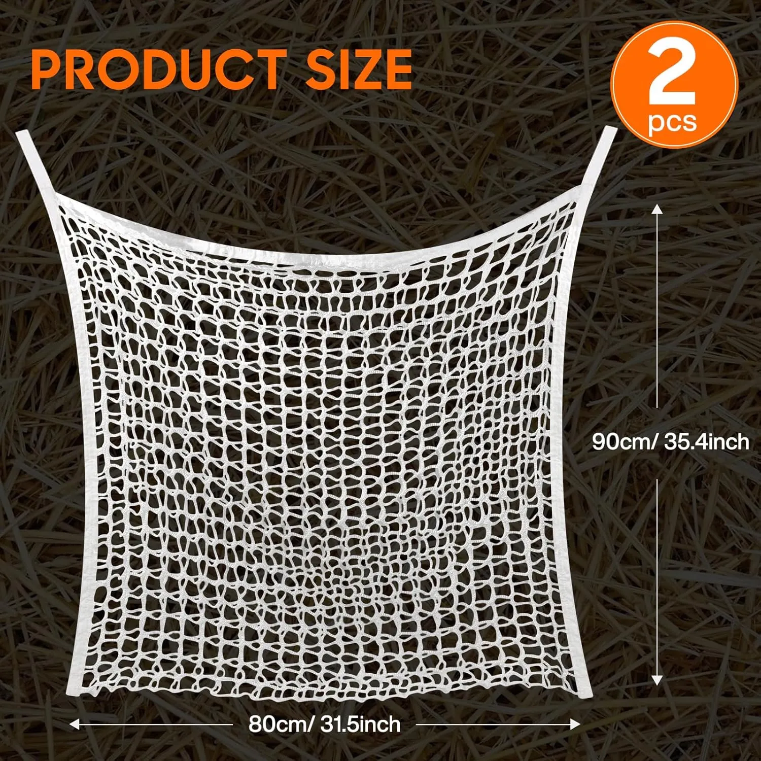 2 PCS Slow Feed Hay Net, Hay Bags for Horses with Large Capacity, Horse Feed Bag Easy to Hang, Hay Nets for Horses for Horse Feeder Full Day Feeding Horses Goat Stall Trailer (31.5" x 35.1")
