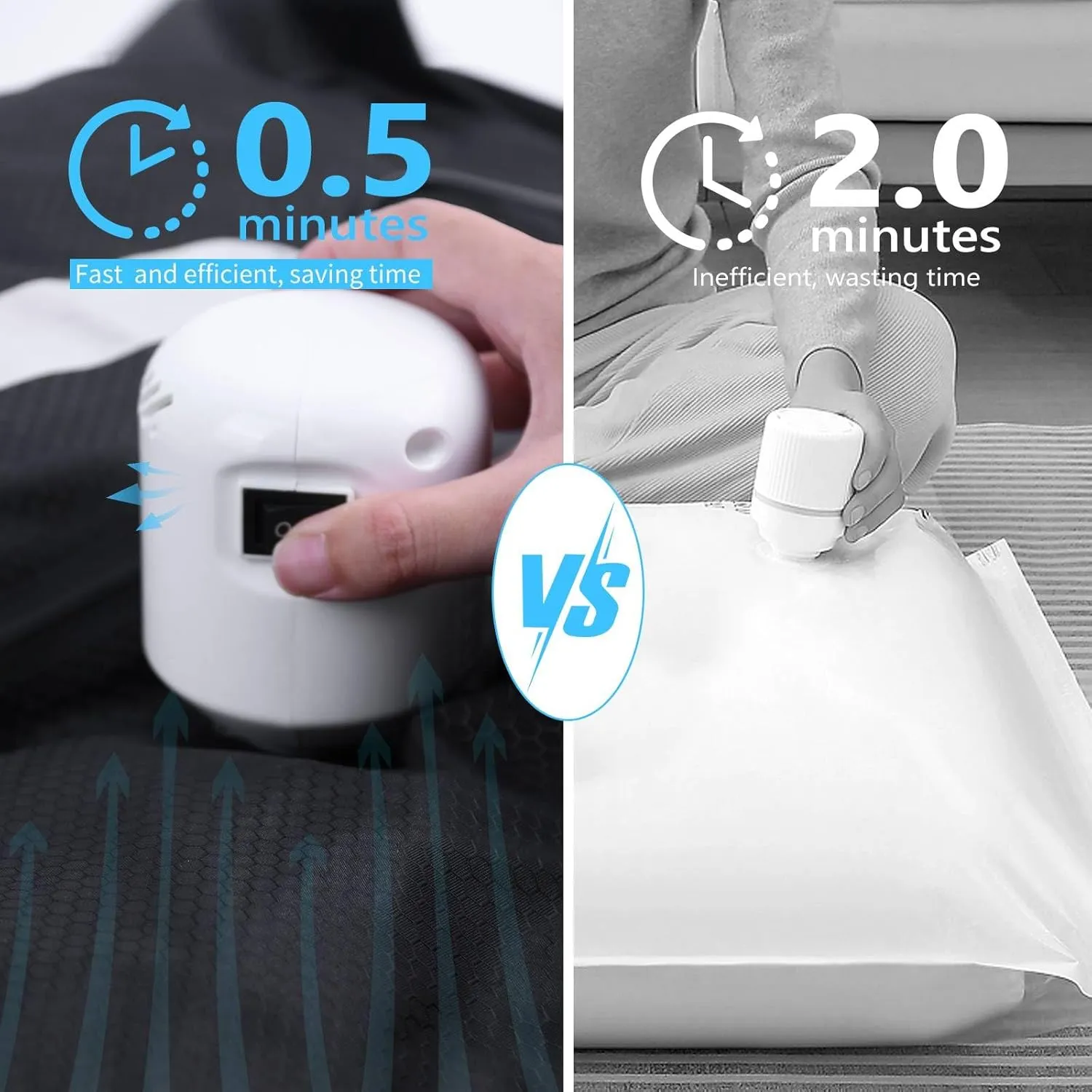 2025 Vacuum Bags for Travel with See-Through Window Space Saver Vacuum Seal Bags for Clothing Travel IP67 Reusable Packing Organizers for Luggage, Backpack, Suitcase Black 1PC No Pump