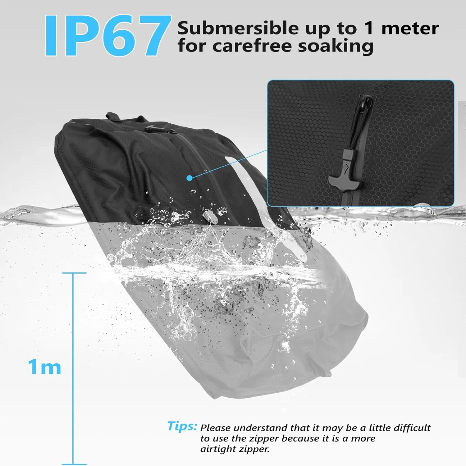 2025 Vacuum Bags for Travel with See-Through Window Space Saver Vacuum Seal Bags for Clothing Travel IP67 Reusable Packing Organizers for Luggage, Backpack, Suitcase Black 1PC No Pump