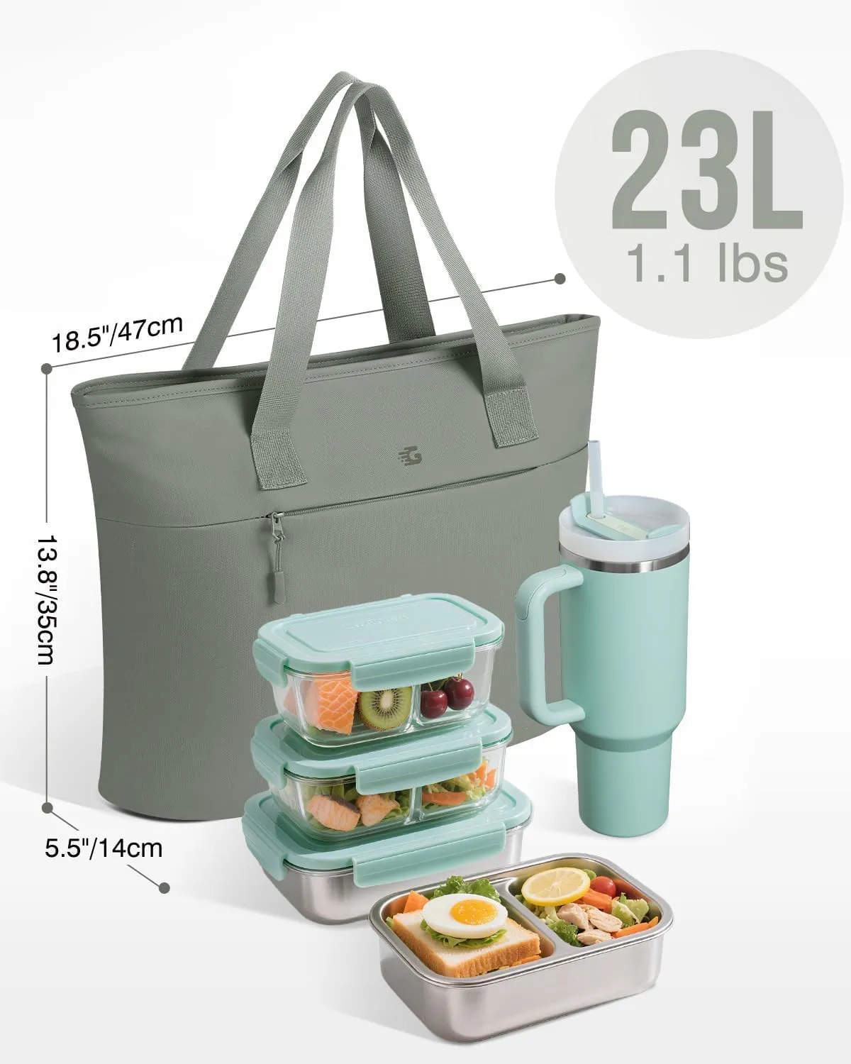 23L Lunch Tote Bag for Women, Soft Cooler Bags Insulated with 15.6 Inch Laptop Compartment, Large Capacity Computer Handbag for Business, Work, Nurse, Office, College, Casual, Beach，Gym.