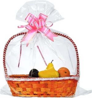 25 Packs Large Cellophane Bags 24" x 30" Clear Cellophane Gift Basket Wraps Extra-large 2.3 Mil Thick Plastic Wrap Bags for Fruit Basket, Gift Wrap, Treats, Arts and Crafts, 25 ct Ribbon Bows