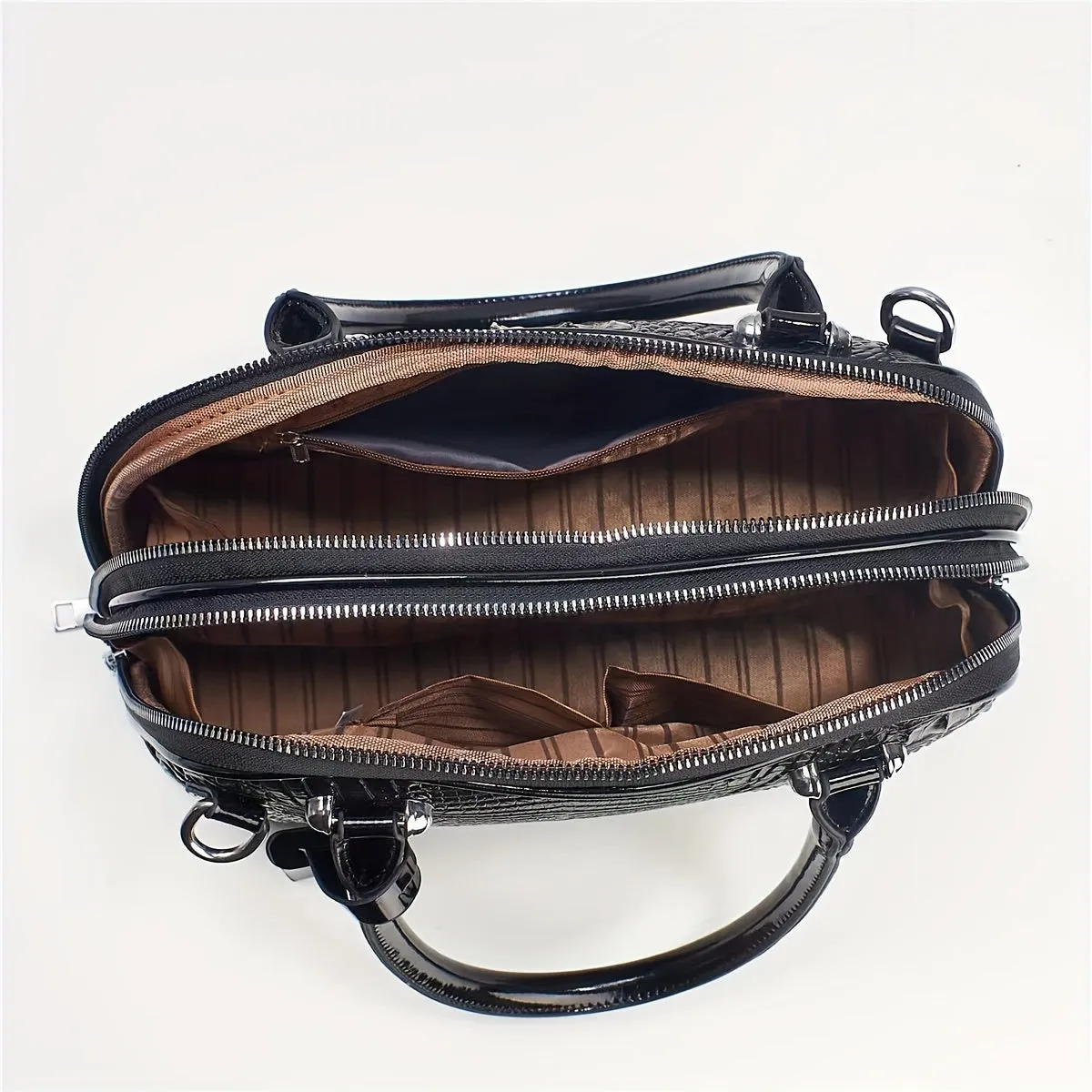 2PCS Snake Pattern Shoulder Handbag Set Women Bag Sets Zipper Closure