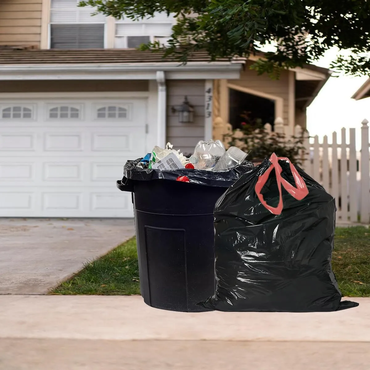 30 Gallon Trash Bags Drawstring, 75 Count Bulk, Black & Unscented, Multi-purpose Garbage Bags Can Liners for Business Home Kitchen Commercial and Industrial