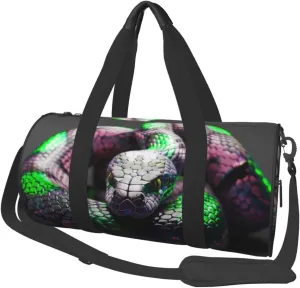 3D Snake Printed Sports Gym Bag for Men Women Foldable Duffel Bag Carry On Weekender Bag for Travel Sports