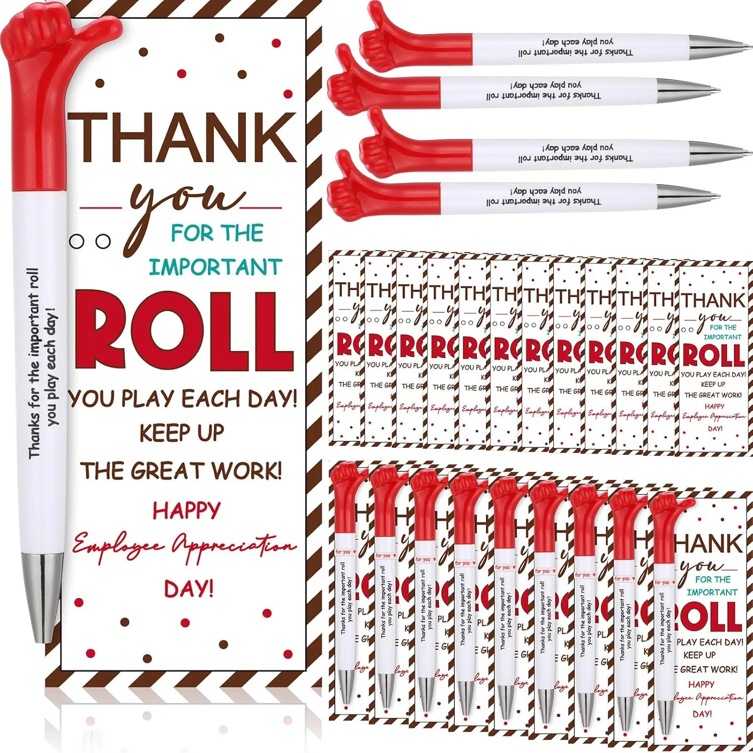 48 Sets Employee Appreciation Gifts Bulk Include Thumbs up Ballpoint Pens Thank You Card with Tie Thank You Gifts for Staff Coworkers Teachers Teem Volunteers Nurse