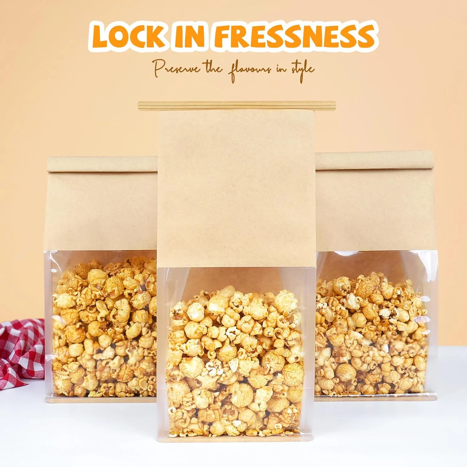 50 Pack Bakery Bags with Window, 5.1x3.9x11 Inches Tin Tie Tab Lock Resealable Bread Loaf Bags for Packaging Homemade Sourdough Bread, Cookies, Bagels, Pastry