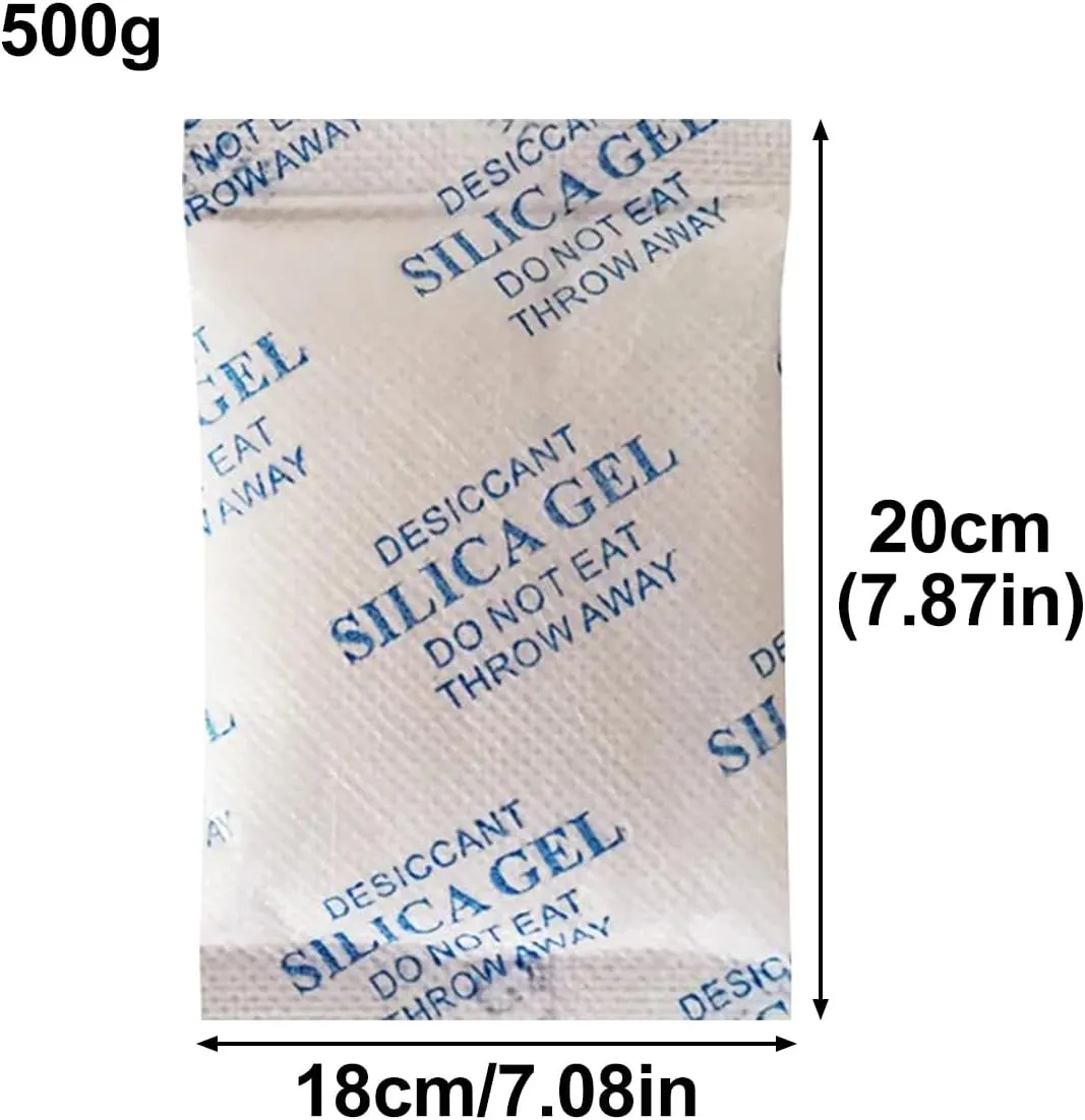 500 Gram Large Silica Gel Packets, Food Grade Desiccant Packs Moisture Absorbers Silica Bags Dehumidifier Desiccant Bags for Storage