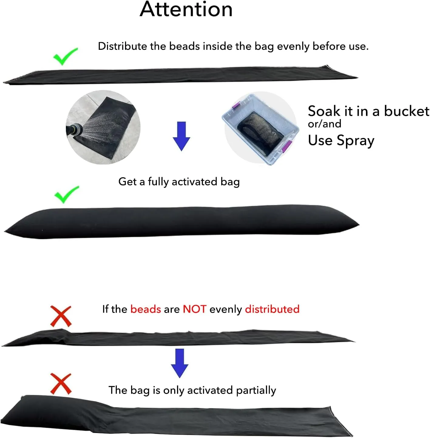 6FT-2pack Water Barrier for Flooding, Water Activated Sandbag, Flood Barrier for Home, Water Absorber Snake, Reusable, for Leak Spill Moisture Flooding from Garage Door Basement Rain Storm