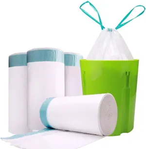 7-10 Gallon Tall Drawstring Trash Bags, Strong Garbage Bags for Kitchen Bath Bedroom Car Trash Can, Office Waste Bin Liners Bags Unscented,White,60 Count(7-10Gallon) …