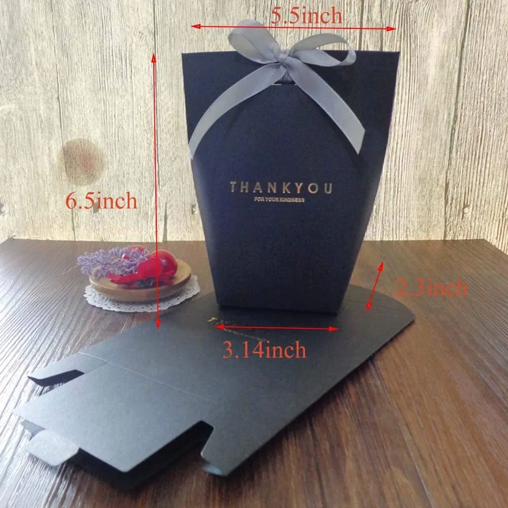 9 PCS Thank You Gift Wrap Boxes Packing Bags(9black), Minimalist Gift Boxes Easter, Decorative Presents Box Bundle for Packing Candy/Tie