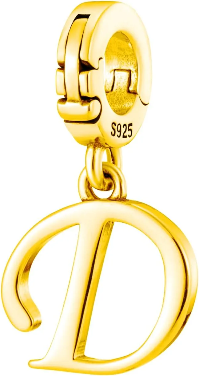 A-Z Alphabet Letters Versatile Clip On Open Multi-Clasp Pendant 925 Sterling Silver Charm For Pandora & Other Link Charm Bracelets/Necklaces/Anklets/Etc