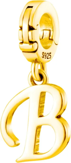 A-Z Alphabet Letters Versatile Clip On Open Multi-Clasp Pendant 925 Sterling Silver Charm For Pandora & Other Link Charm Bracelets/Necklaces/Anklets/Etc