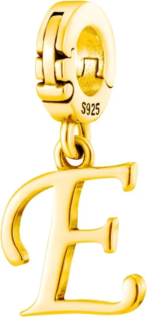 A-Z Alphabet Letters Versatile Clip On Open Multi-Clasp Pendant 925 Sterling Silver Charm For Pandora & Other Link Charm Bracelets/Necklaces/Anklets/Etc