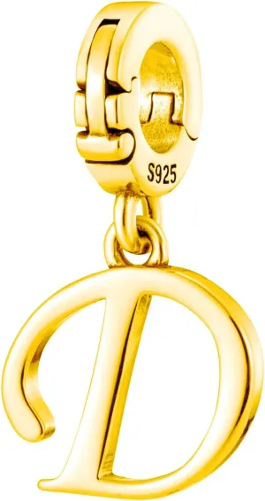 A-Z Alphabet Letters Versatile Clip On Open Multi-Clasp Pendant 925 Sterling Silver Charm For Pandora & Other Link Charm Bracelets/Necklaces/Anklets/Etc