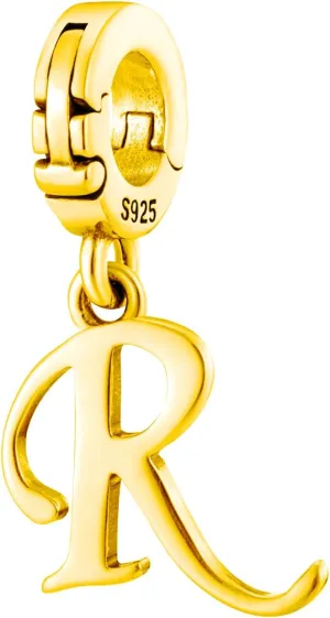A-Z Alphabet Letters Versatile Clip On Open Multi-Clasp Pendant 925 Sterling Silver Charm For Pandora & Other Link Charm Bracelets/Necklaces/Anklets/Etc