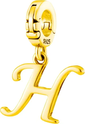 A-Z Alphabet Letters Versatile Clip On Open Multi-Clasp Pendant 925 Sterling Silver Charm For Pandora & Other Link Charm Bracelets/Necklaces/Anklets/Etc