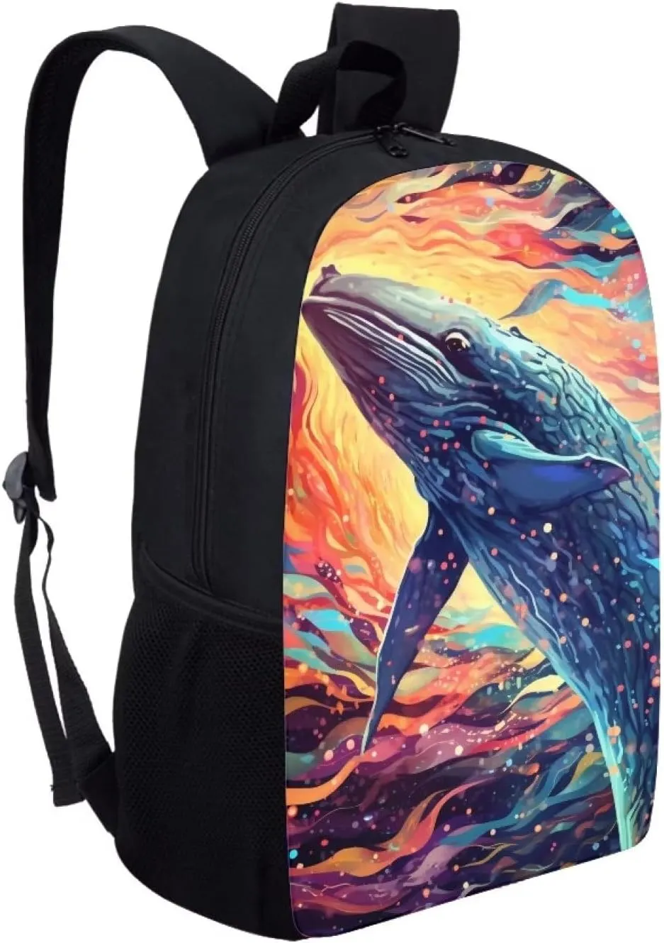 Abstract Graffiti Humpback Whale Kids Backpack Boys Elementary School Bags Primary Middle School Book Bags for Teens Kindergarten Sturdy Lightweight Durable Travel Gifts