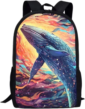 Abstract Graffiti Humpback Whale Kids Backpack Boys Elementary School Bags Primary Middle School Book Bags for Teens Kindergarten Sturdy Lightweight Durable Travel Gifts