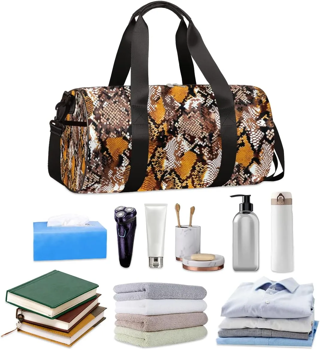 Abstract Snake Print Gym Bag Small Gym Duffel Bags for Men Women Overnight Weekender Bags Lightweight Sport Duffle Bag Carry On Gymbag
