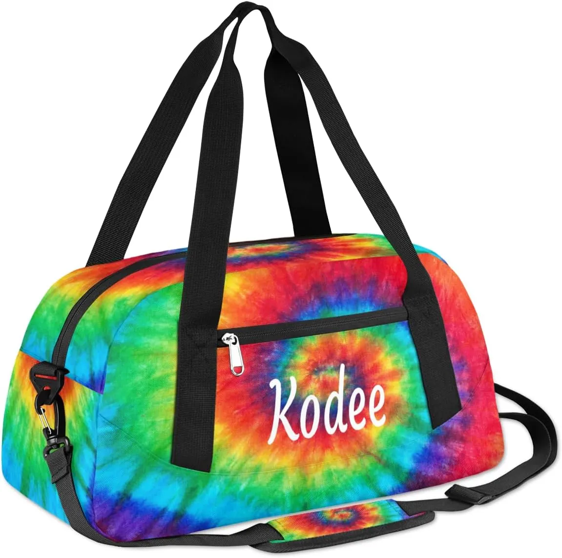 Abstract Swirl Tie Dye Custom Name Kids Duffel Bags Personalized Customized Gifts Sports Gym Bag Girls Dance Bag Overnight Weekender Sleepover Carry On Travel Tote Bag for Boys Girls
