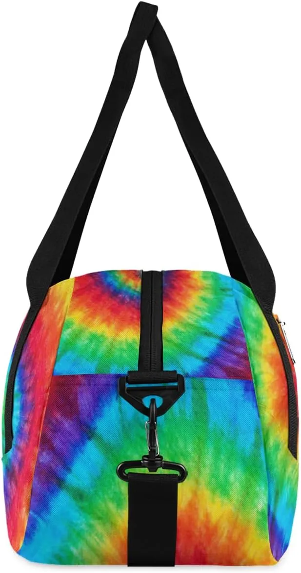 Abstract Swirl Tie Dye Custom Name Kids Duffel Bags Personalized Customized Gifts Sports Gym Bag Girls Dance Bag Overnight Weekender Sleepover Carry On Travel Tote Bag for Boys Girls