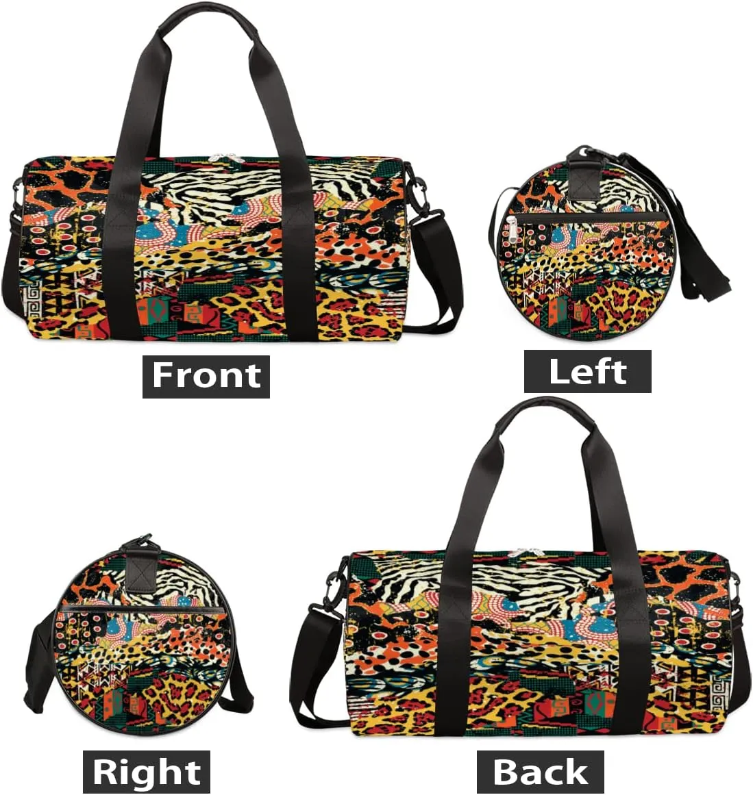African Animal Print Vintage Gym Bag Small Gym Duffel Bags for Men Women Overnight Weekender Bags Lightweight Sport Duffle Bag Carry On Gymbag