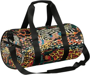African Animal Print Vintage Gym Bag Small Gym Duffel Bags for Men Women Overnight Weekender Bags Lightweight Sport Duffle Bag Carry On Gymbag