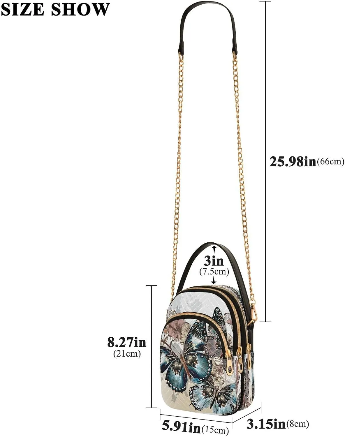 ALAZA Chain Crossbody Bags for Women Quilted Shoulder Crossbody Handbags Travel Cross Body Cell Phone Purses Bags