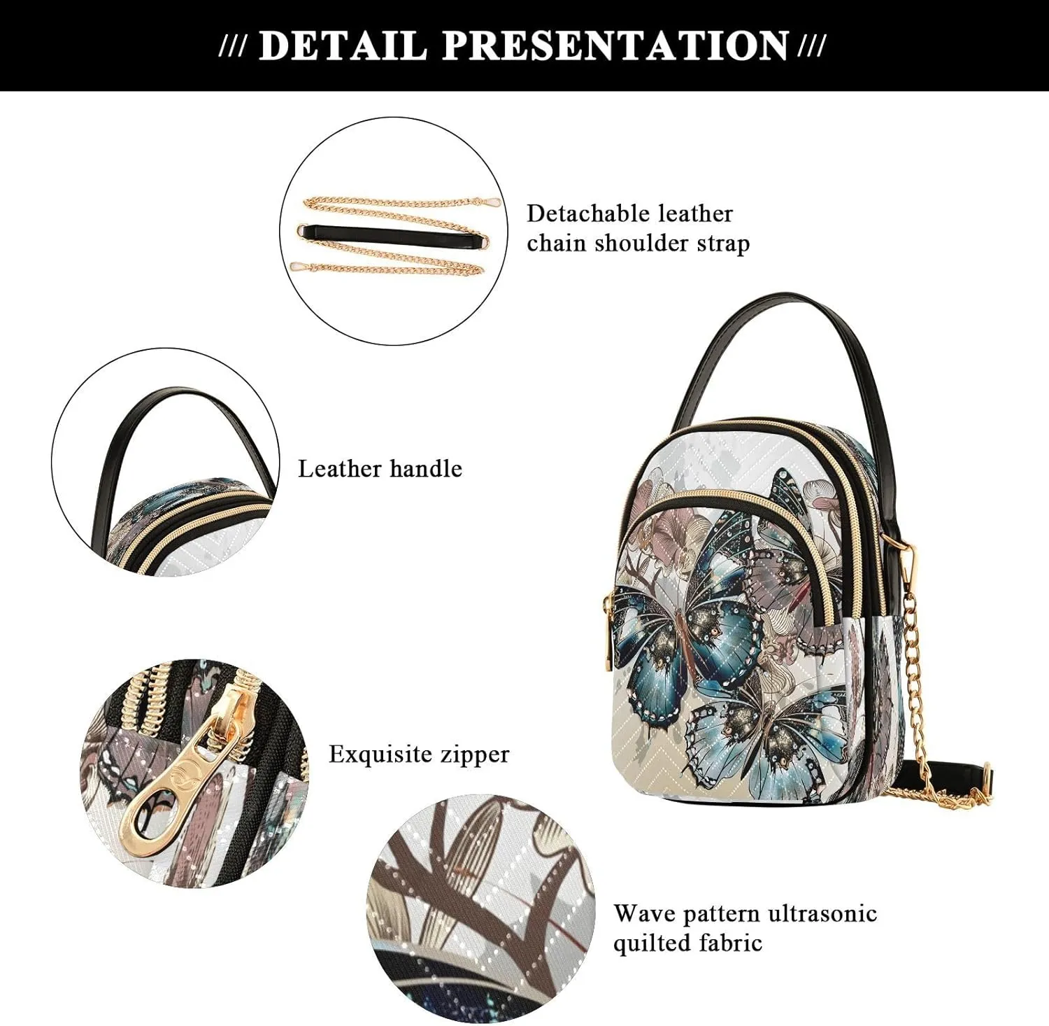 ALAZA Chain Crossbody Bags for Women Quilted Shoulder Crossbody Handbags Travel Cross Body Cell Phone Purses Bags