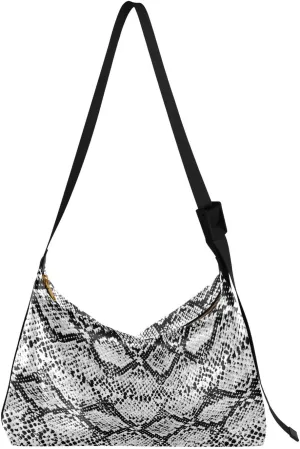 ALAZA Snake Skin Black and White Womens Tote Bag Leather Shoulder Bag For Women Men Large Hobo Cross Body Bags Handbag