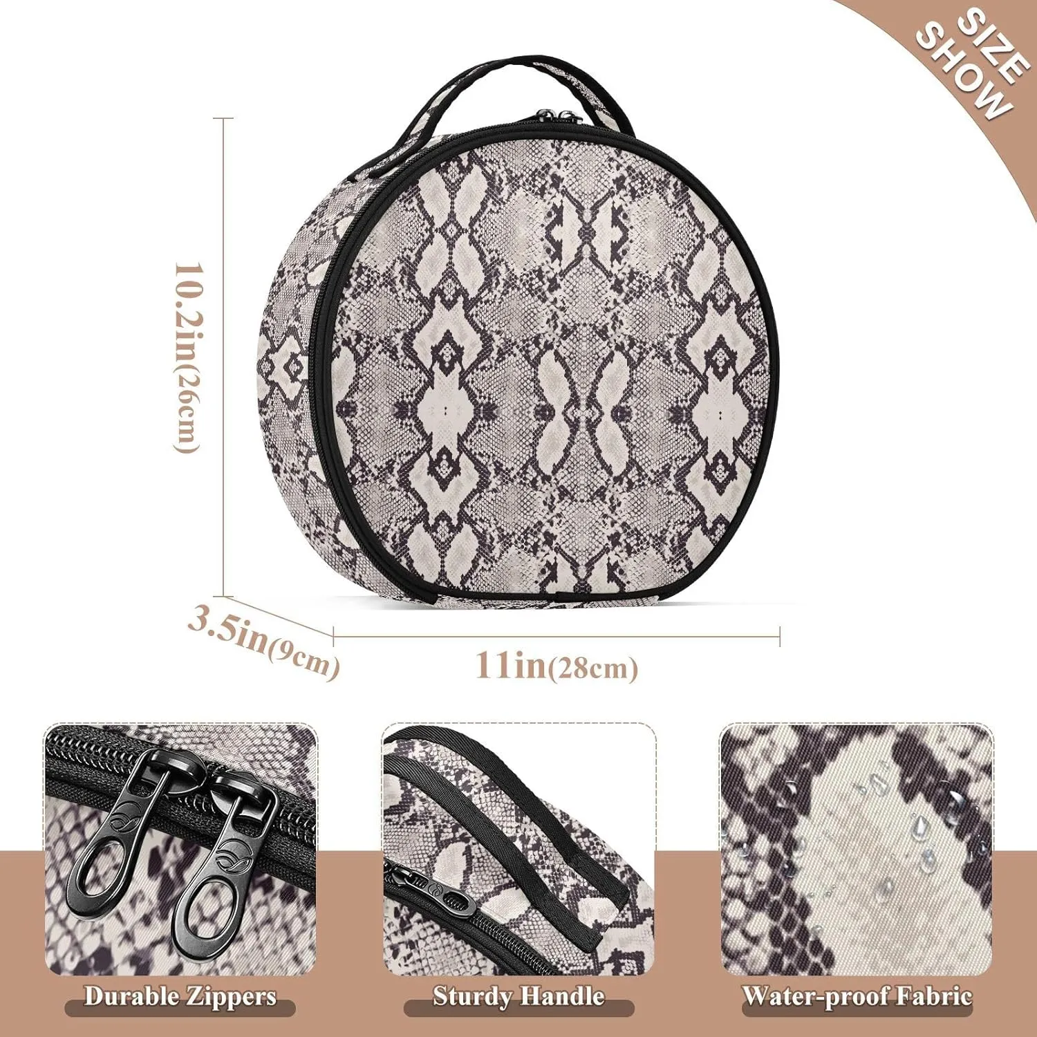 ALAZA Snake Skin Grunge Portable Cosmetic Bag Large Capacity Makeup Bags