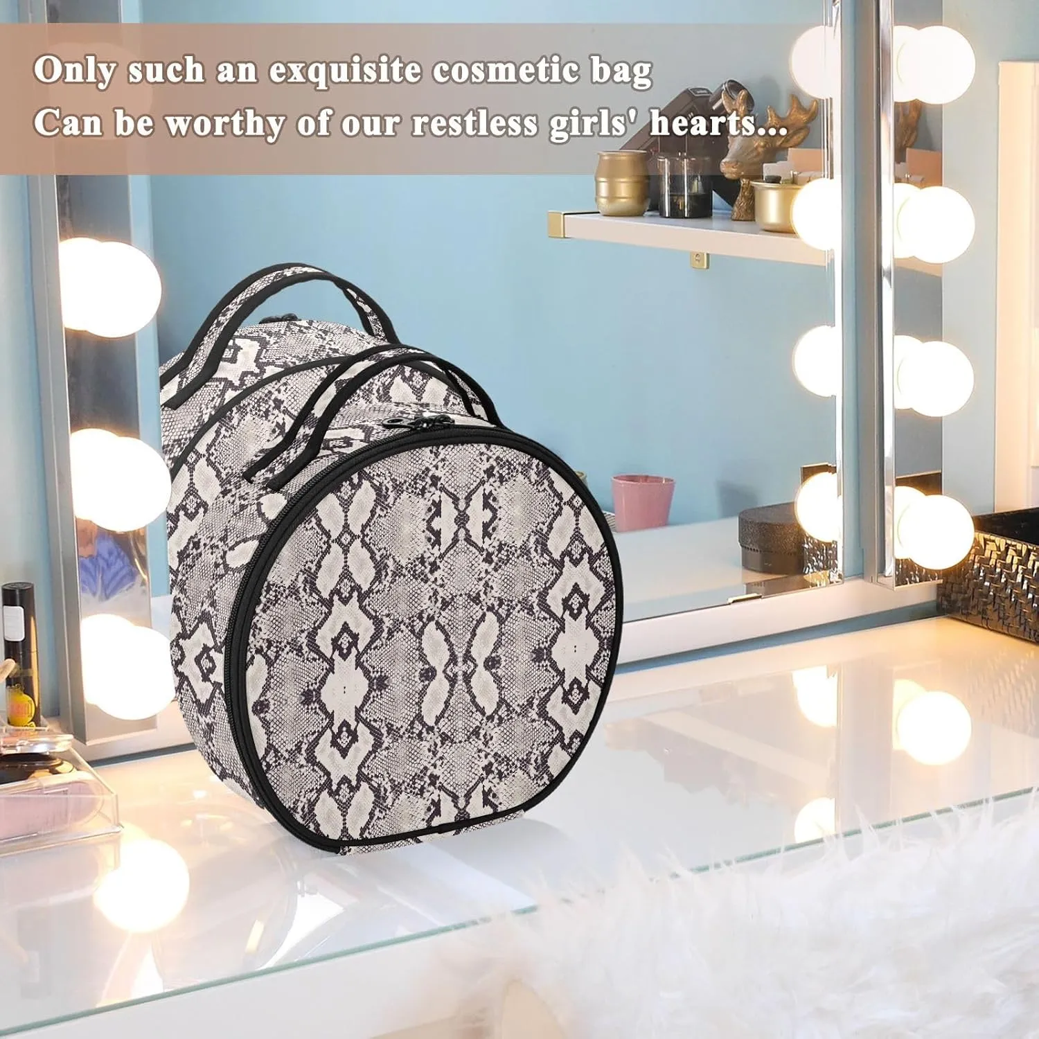 ALAZA Snake Skin Grunge Portable Cosmetic Bag Large Capacity Makeup Bags