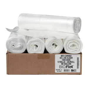 Aluf Plastics 56 Gallon 1.5 MIL (eq) Clear Heavy Duty Garbage Bags - 43" x 46" - Pack of 100 - For Industrial, Recycling, Storage, & Outdoor