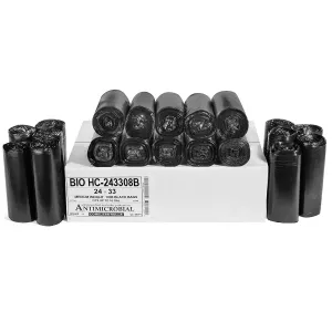 Aluf Plastics High Density Trash Bags, 16 Gallon, 1000 Count With BioFlex Technology, 8 Micron (eq), 24" x 33", Black, for Bathroom, Office, Industrial, Commercial