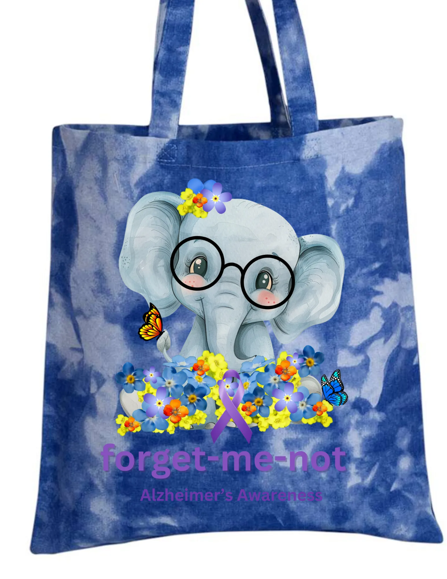Alzheimer's Tie Dye Canvas Tote Bags - Assorted Colors