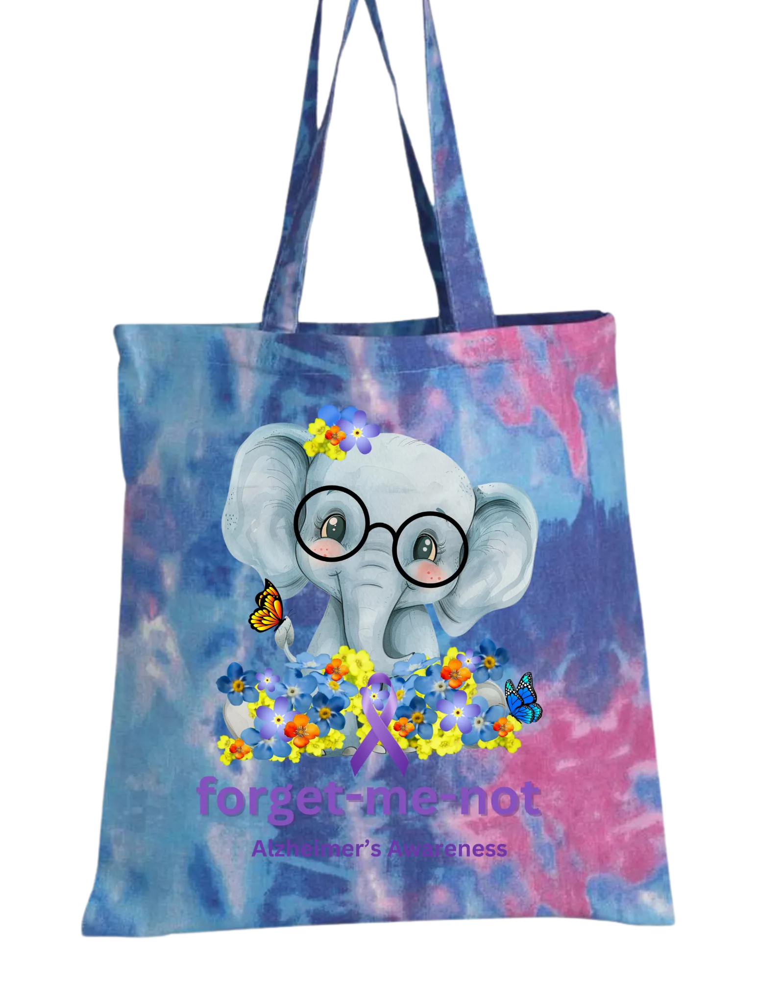 Alzheimer's Tie Dye Canvas Tote Bags - Assorted Colors
