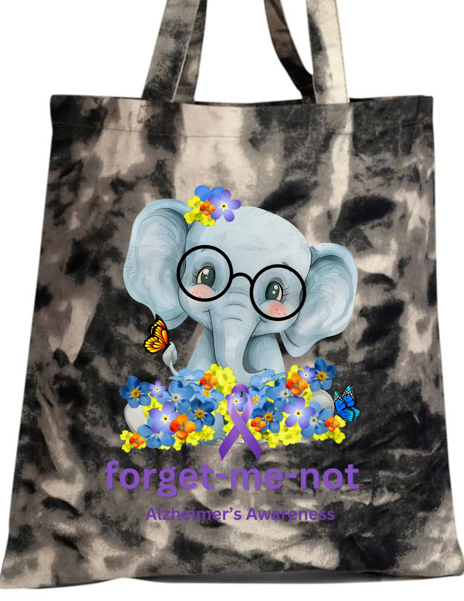 Alzheimer's Tie Dye Canvas Tote Bags - Assorted Colors