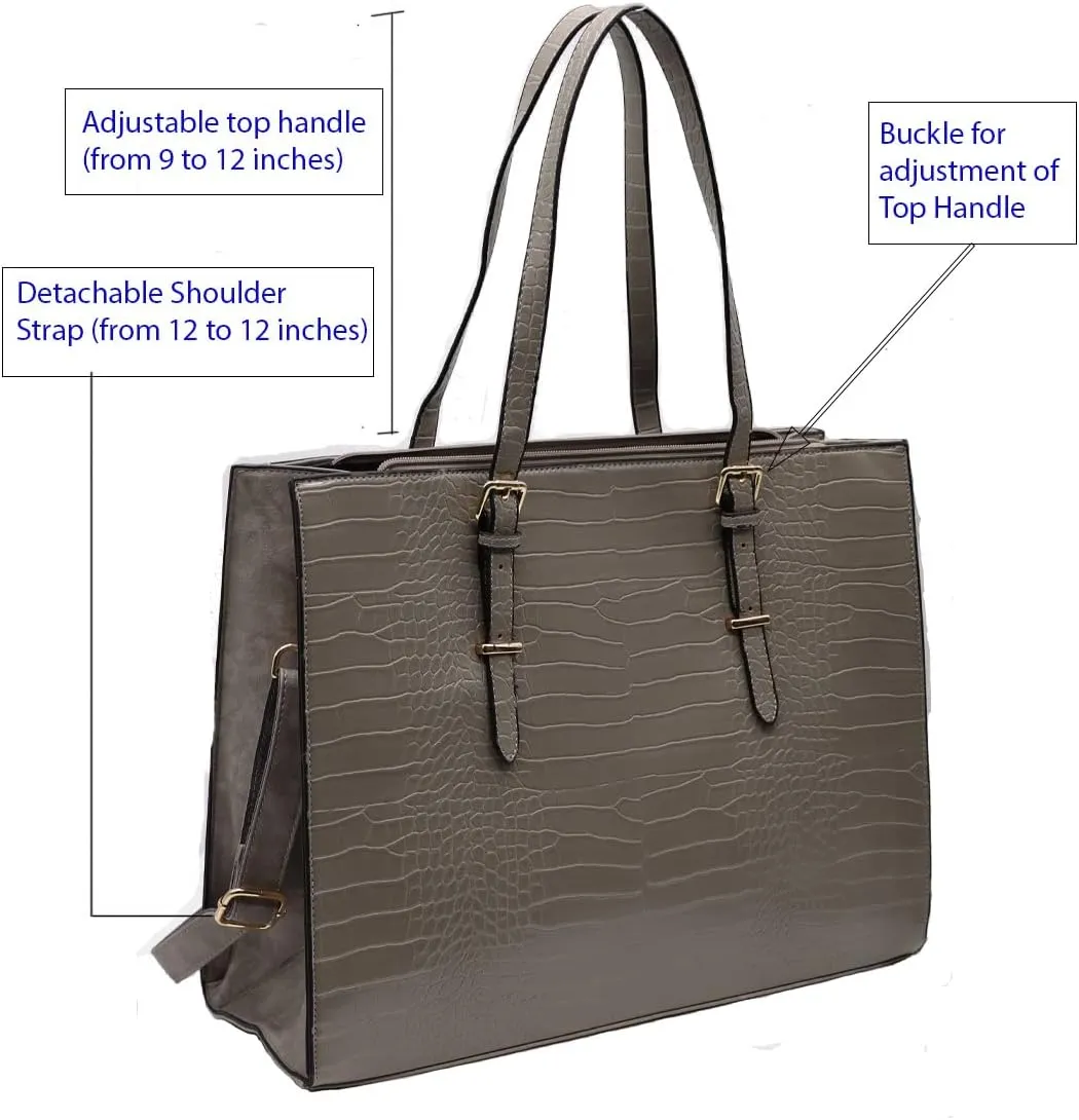 Amaze Laptop Bags for Women 15.6” Waterproof PU Leather Large Capacity Shoulder Tote for Ladies for Work, Office & Business
