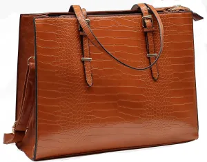 Amaze Laptop Bags for Women 15.6” Waterproof PU Leather Large Capacity Shoulder Tote for Ladies for Work, Office & Business